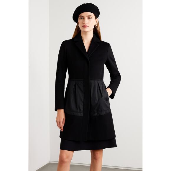 Cinzia Rocca Womens Wool Angora Dress Coat Size S Black Satin Pockets Coquette - Picture 2 of 16